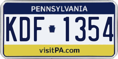 PA license plate KDF1354