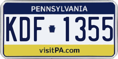 PA license plate KDF1355