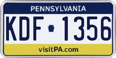 PA license plate KDF1356