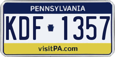 PA license plate KDF1357
