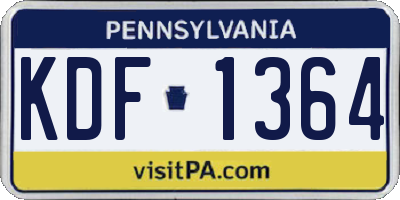 PA license plate KDF1364