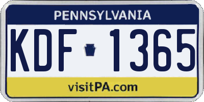 PA license plate KDF1365
