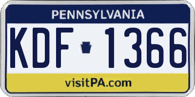 PA license plate KDF1366