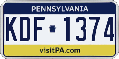 PA license plate KDF1374