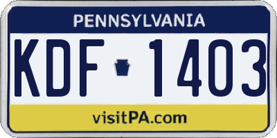 PA license plate KDF1403
