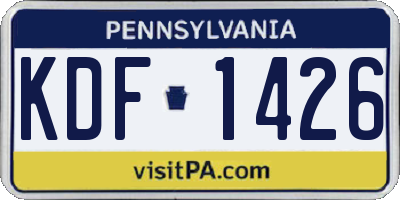 PA license plate KDF1426