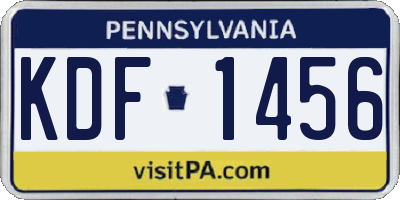 PA license plate KDF1456