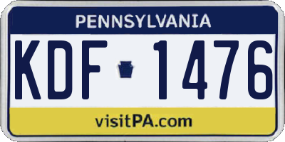 PA license plate KDF1476