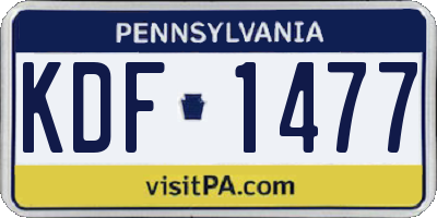 PA license plate KDF1477