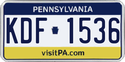 PA license plate KDF1536