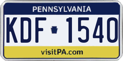 PA license plate KDF1540