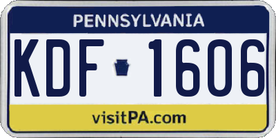 PA license plate KDF1606