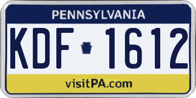 PA license plate KDF1612