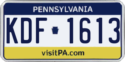 PA license plate KDF1613