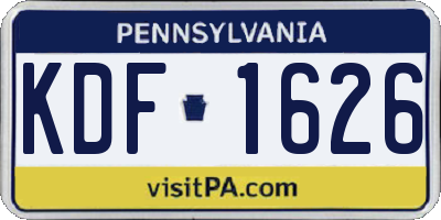 PA license plate KDF1626