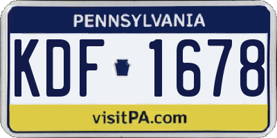 PA license plate KDF1678