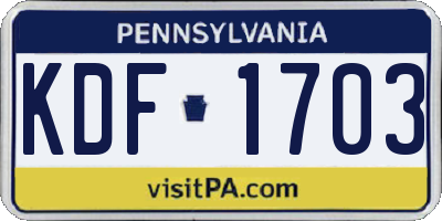 PA license plate KDF1703