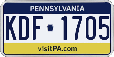PA license plate KDF1705