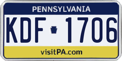PA license plate KDF1706