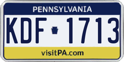 PA license plate KDF1713