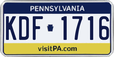 PA license plate KDF1716