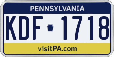 PA license plate KDF1718