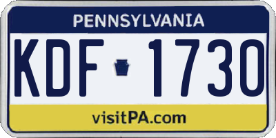 PA license plate KDF1730