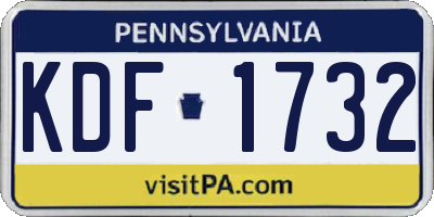 PA license plate KDF1732