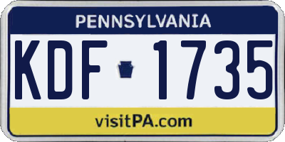 PA license plate KDF1735