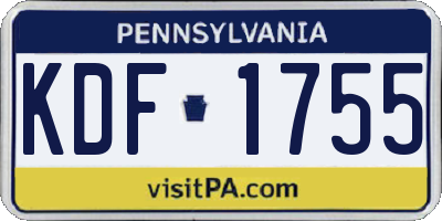 PA license plate KDF1755