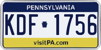 PA license plate KDF1756