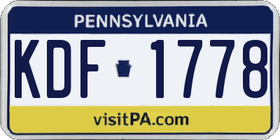 PA license plate KDF1778