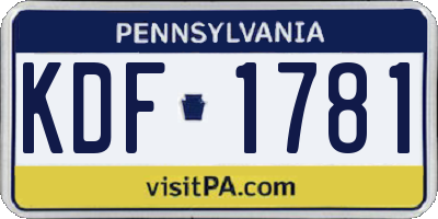 PA license plate KDF1781