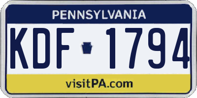 PA license plate KDF1794