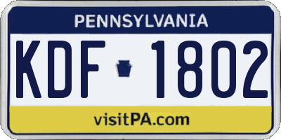 PA license plate KDF1802