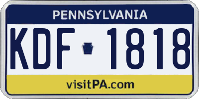 PA license plate KDF1818
