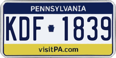 PA license plate KDF1839