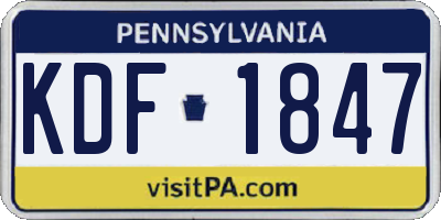PA license plate KDF1847