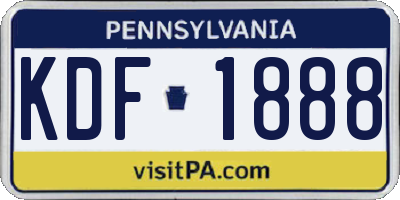 PA license plate KDF1888
