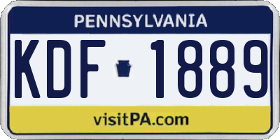 PA license plate KDF1889