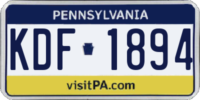 PA license plate KDF1894