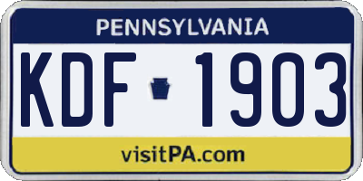 PA license plate KDF1903