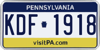 PA license plate KDF1918