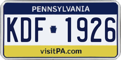 PA license plate KDF1926