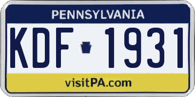 PA license plate KDF1931