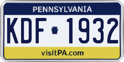 PA license plate KDF1932