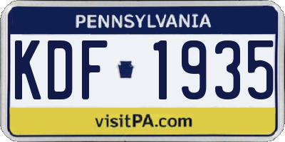 PA license plate KDF1935