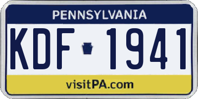 PA license plate KDF1941