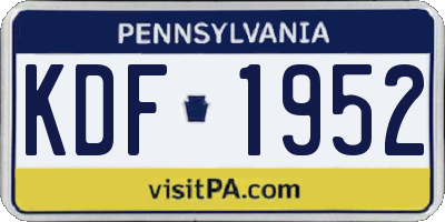 PA license plate KDF1952