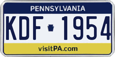 PA license plate KDF1954